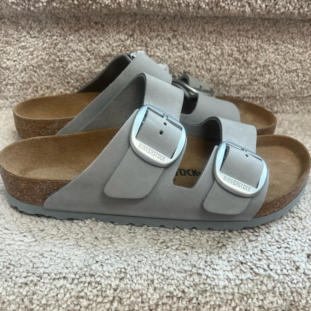 Birkenstock Arizona Big Buckle Nubuck Leather Women’s Size 8-8.5 EU 39 Dove Gray